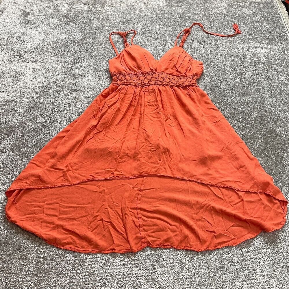 Jolie & Joy Dress Womens Plus 1X Orange Halter Neck A Line Soft Rayon Stretch